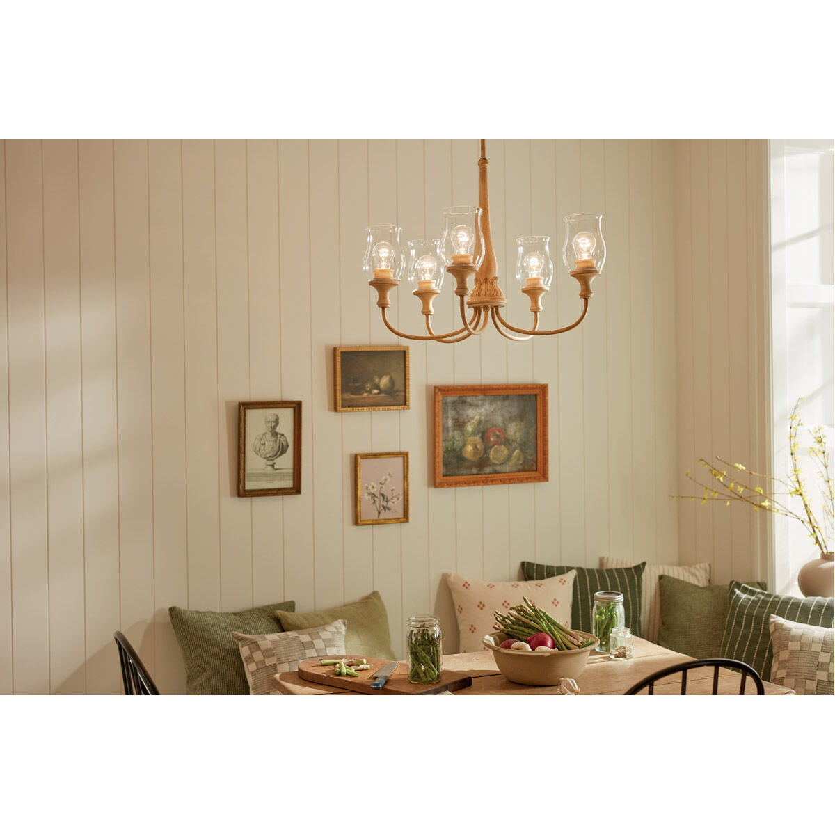 Homestead Melis 5 Light 26.5 inch Adobe Cream Chandelier Ceiling Light in Warm Maple